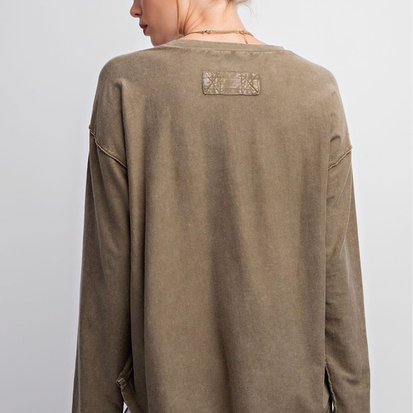 Easel Khaki Long Sleeve Women's Top - Picture 2 of 4